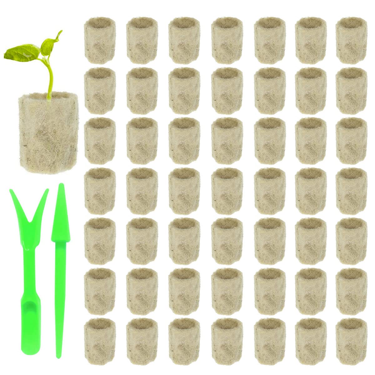 Rockwool Cubes TAIZER 50Pcs Rockwool Starter PlugsHydroponic Growing Soilless Cultivation Compress Base Rockwool Starter Plug Rock Wool Propagation Cube Vegetable Cylindrical Hydroponic Seedling Block