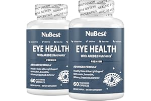 NuBest AREDS 2 Eye Vitamins Eye Health with Beta Carotene Carrot Powder, 20mg Lutein, 4mg Zeaxanthin, Bilberry, Grape Seed, BioPerine, B-Complex, Multivitamin for Eye Health - 120 Vegan Capsules