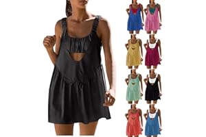 Rkwins Tennis Dresses for Women Built in Bra Patchwork Dress Sleeveless Hollow Out Dress Short Casual Athletic Dress