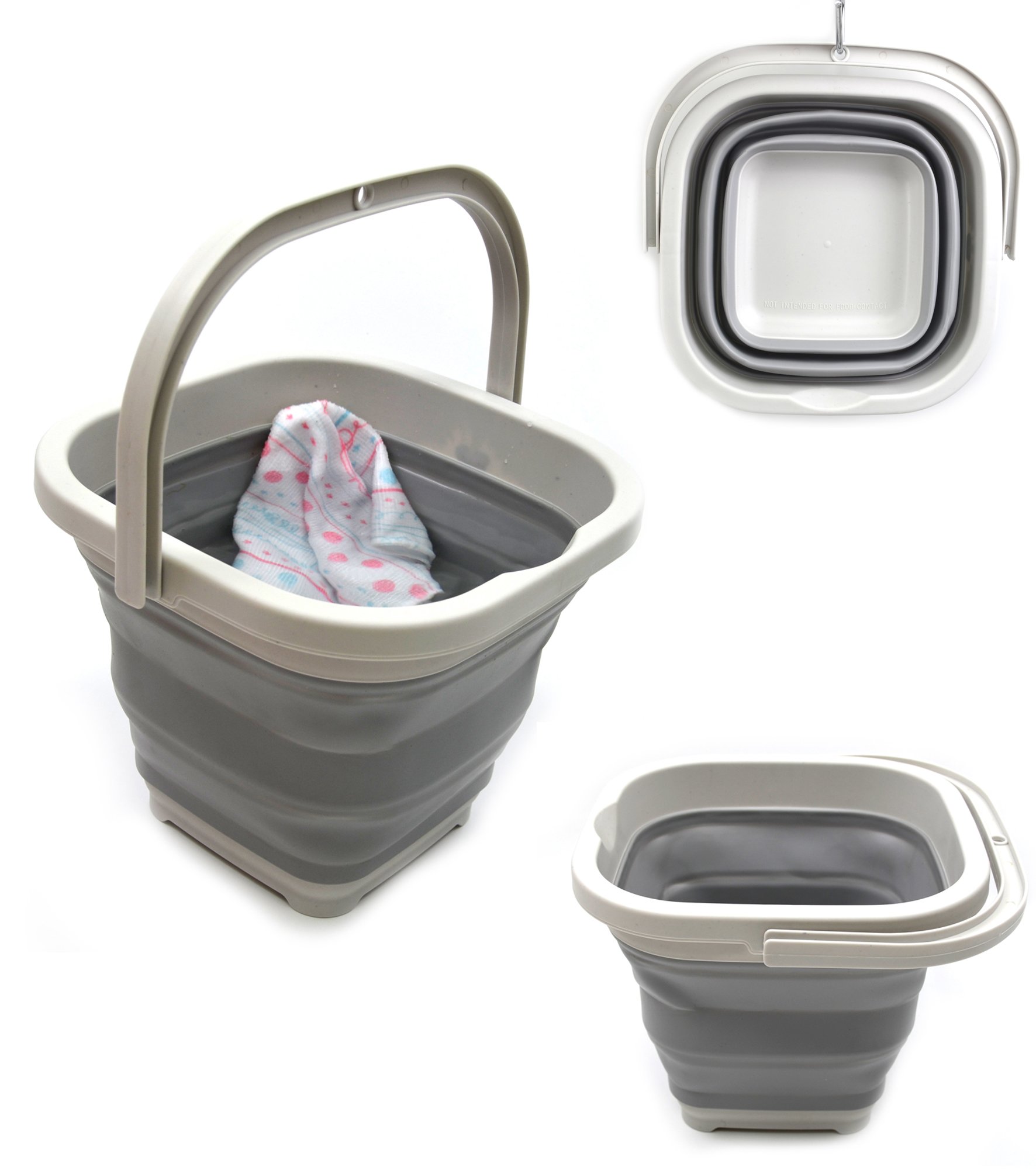 SAMMART 5L (1.3 Gallon) Sqare Collapsible Plastic Bucket Foldable