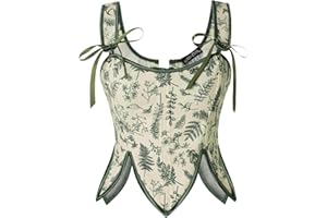 Scarlet Darkness Renaissance Corset Tops for Women Floral Lace Up Boned Bustier with Zip