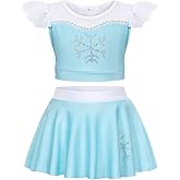 WonderBabe Girls Princess Two Piece Swimsuit Kids Bathing Suits Ruffles Fancy Swimwear Surf Beach Summer Swimming Tankini Set