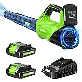 2026 Upgrade Leaf Blower,Leaf Blower Cordless with 2 * 2.6AH Batteries and Fast Charger, 450CFM &150MPH and 2 Speed Mode, Lightweight Electric Leaf Blowers for Lawn,Yard, Leaves, Dust Care (Green)