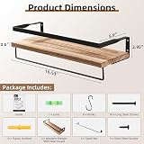 Uten Floating Shelves Wall Mounted 16.5in Wood Set with 8 Hooks Towel Bar view 2