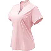 JoyGirl Womens Golf Polo Shirts Quick Dry Tennis Tops Shirt Collarless V Neck Pickleball Outfits for Women Moisture Wicking
