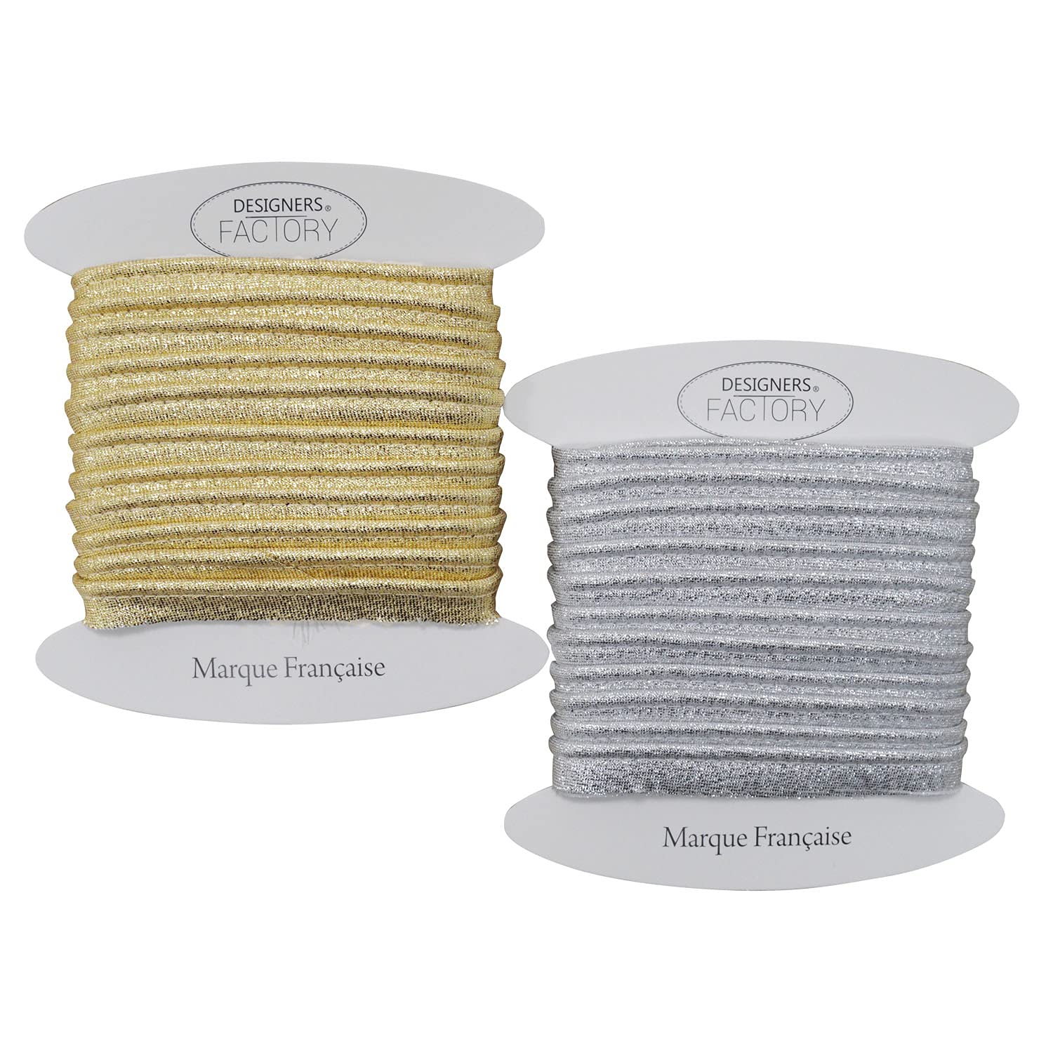 designers-factory Sewing Edging: Lot of 2 Lurex edgings (1 Gold and 1 Silver) 5 metres Each - Lurex Edging