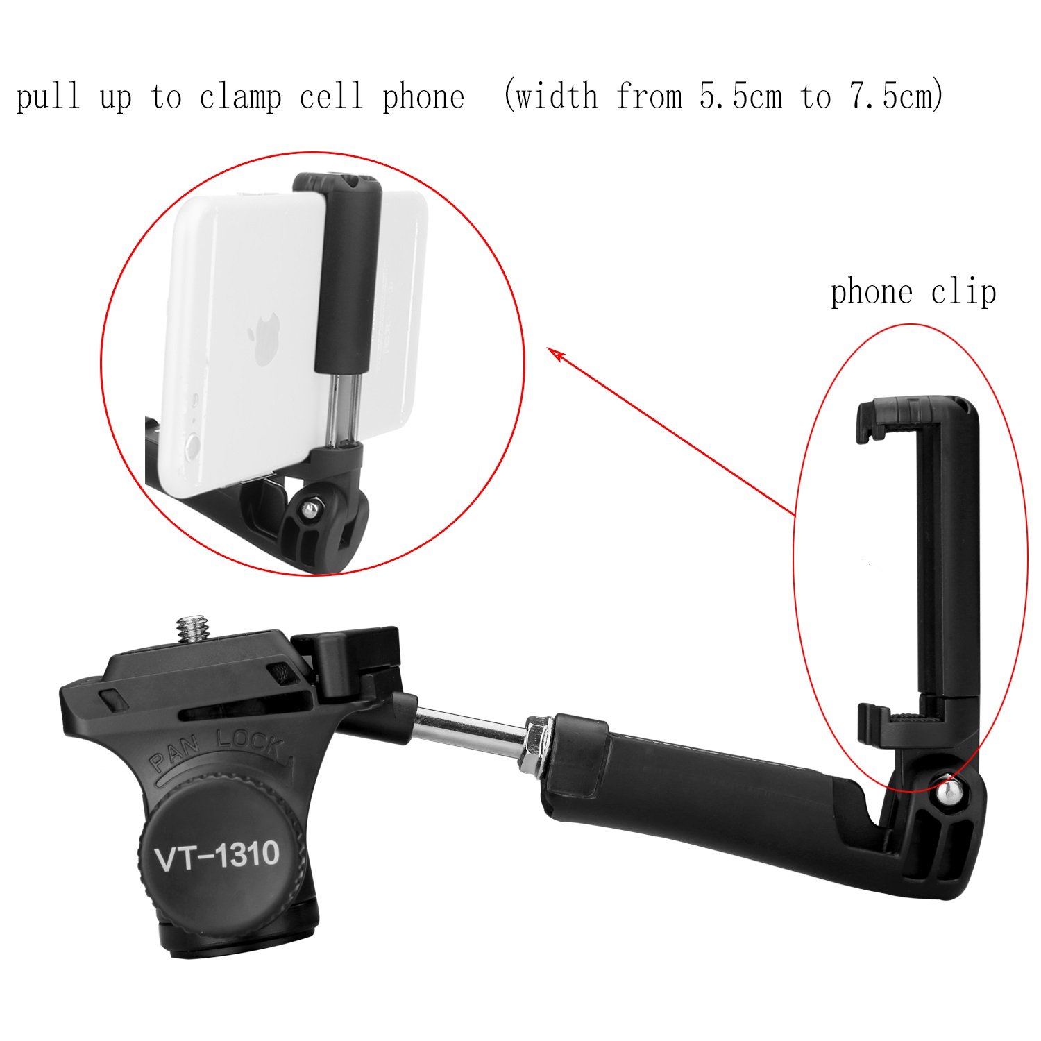 Kamisafe KINGJOY VT-1310 Portable Lightweight Camera Video Tripod Pan Tilt Head with 1/4\