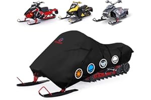 M COMNOVA OUTDOORS Comnova Snowmobile Cover 130 Inch - Premium 600D Outdoor Snowsled Cover, Heavy Duty & Waterproof All Weather Protection Covers, Black, Fit Up to 130" L Snowmobile