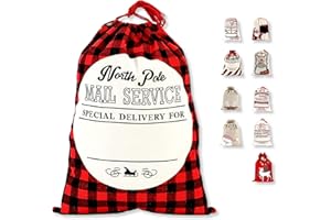 LessMo Christmas Santa Sack, Large Christmas Canvas Gift Bag with Drawstring, [Place to Write Wishes] Reusable Personalized Best Gift, for Xmas Package Storage, Christmas Party Supplies Favors