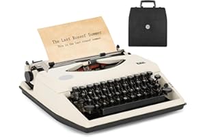 QNEMAEI Manual Typewriter,1980s Traditional Portable Vintage Typewriter Deeply Restored,Manual Typewriter for Writing,Letters and Vintage Collectible Present,Classic Retro Manual Typewriter