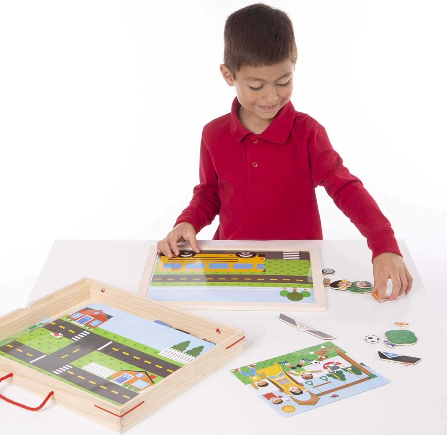 Melissa & Doug Wooden Magnetic Matching Picture Game With 119 Magnets and Scene Cards: Toys & Games