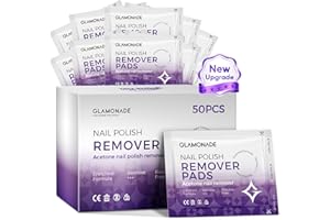 Glamonade Nail Polish Remover Pads: Acetone Nail Polish Remover Wipes 50 PCS Professional Individually Wrapped Wet Wipes Rapidly Remove Gel Fingernail Polish Travel Kit for Home & Salon Supplies