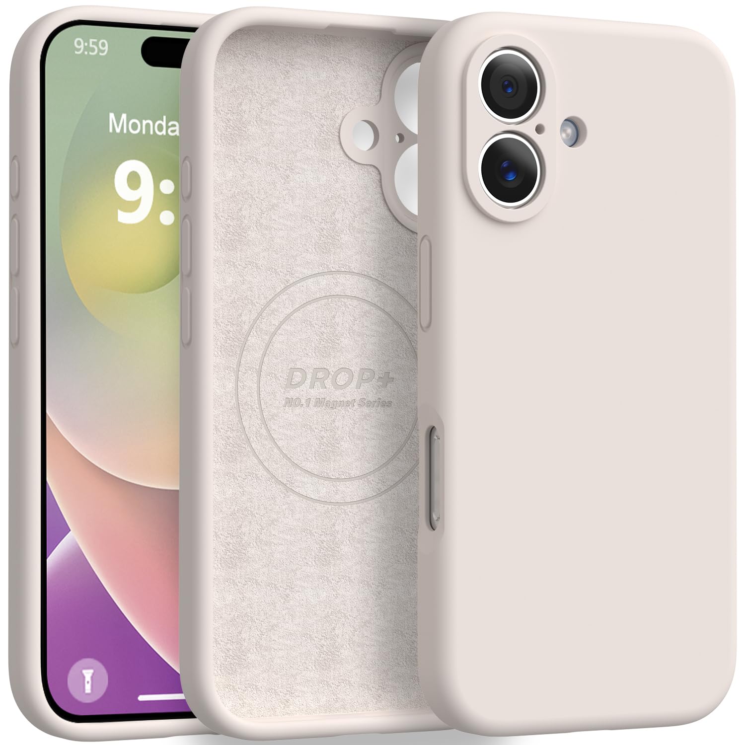 Photo 1 of Ktele Magnetic for iPhone 16 Case [Compatible with Magsafe] [Premium Silicone Satin-Smooth Touch] Slim Shockproof Anti-Scratch Microfiber Lining Case, 6.1 inch, Stone