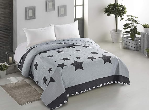 AmeliaHome Starlight Tagesdecke Mikrofaser grau 220 x 240