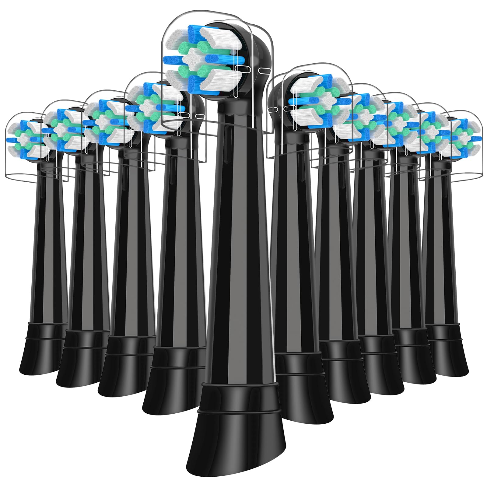 Photo 1 of 10PCS Replacement Heads Compatible with Oral B iO 3 4 5 6 7 8 9 10 Series Electric Toothbrush,Toothbrush Heads Compatible with Oral B iO Replacement Heads, Medium Bristles for Effective Cleaning,BLACK