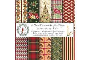 A Classic Christmas Scrapbook Paper: Winter Cozy Holidays Craft Pad, Traditional Red and Green Patterns, Double Sided for Pap