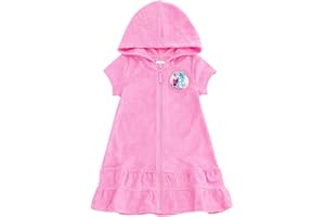 Disney Junior Girls Loop Terry Cloth Hooded Zip Up Swimsuit Cover-Up Toddler to Big Kid Sizes (2T - 14-16)