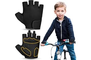 RIGWARL Kids Bike Gloves for Age 2-9, Fingerless Gloves Kids with Protective Cushion, Adjustable Workout Glove for Cycling Fishing Scooter