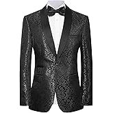 Men's Floral Dinner Party Prom Wedding Stylish Tuxedo Suits for Men One Button Dinner Jacket Pants Set