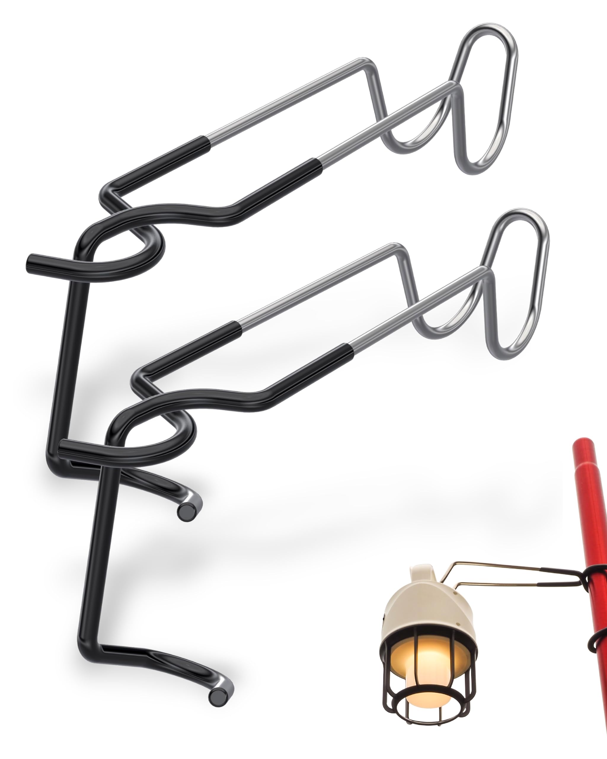 NACETURE Lantern Stand Hook Camping Light Pole – Heavy Duty Camping Lantern Stand Tent Camping Accessories, Tent Pole Hook Lantern Holder Hanger Clips for Camping Light Hooks, Grill, Hiking