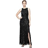 Alex Evenings Womens Long Sleeveless Mother of The Bride Dress W/Cascade Ruffle & Front Slit (Petite and Regular Sizes)