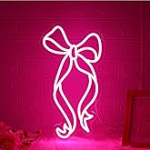 Bow Neon Sign - JGHTURIE Neon Signs for Wall Decor, Pink Bow Ribbon Light up Signs for Room, Bar, Party, Home Decor, Led Sign - USB Powered