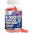 B Complex Gummy with Vitamin C & Folic Acid, Extra Strength Vitamin B Gummies Supplement with Niacin, B6, Folic Acid, Super B12, Biotin, Nature's Energy Immune Support Supplements - 120 Gummies