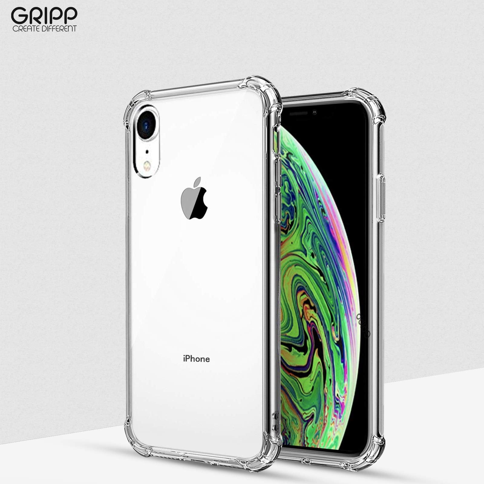GRIPP® Militaria Case for iPhone XR 6.1 inches Soft Silicone Anti-Shock with Anti-Yellowing Scratch Resistance and Back Cover (Clear)