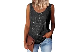 AirMood Women Sleeveless Sparkle Shimmer Cami Tank Tops