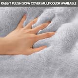 LINGKY Thick Rabbit Plush Sofa Cover 1-3 Seater Non-Slip Light Grey 90x90cm view 4