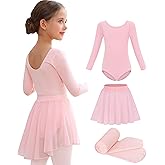 Mecceos Ballet Leotards Skirt and Tights Combo for Girls Toddler Dance Classical Gymnastics Leotard Dresses Tutu