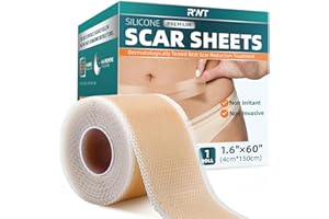 RWT Silicone Scar Sheets, Silicone Scar Tape for Surgical Scars - 60" x 1.6" Roll - 1.5M, Medical Grade Reusable Effective Scar Removal for Keloid, C-Section, Tummy Tuck, and Acne