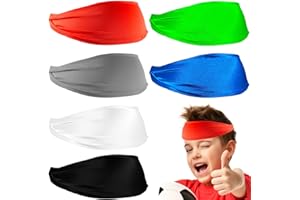 LAPOHI Boys Athletic Headbands & Sweatbands - 6 Pcs Sports Absorbing Elastic Hairbands for Kids, Toddlers