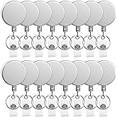 16 Pack Heavy Duty Retractable Badge Holder Reel Metal ID Badge Holder with Belt Clip Keyring Retractable Clip Bulk Card for Work Employee Doctor Nurse Gifts (Glossy Silver)