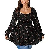 Plus Size Blouses for Curvy Women Dressy Casual Long Sleeve Sweetheart Neckline Smocked Business Work Fall Tops