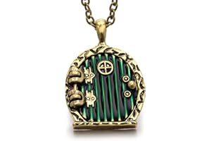 Gabcus Vintage Charm Green Hobbit Door Locket Pendant Necklace - (Metal Color: Gold-color)