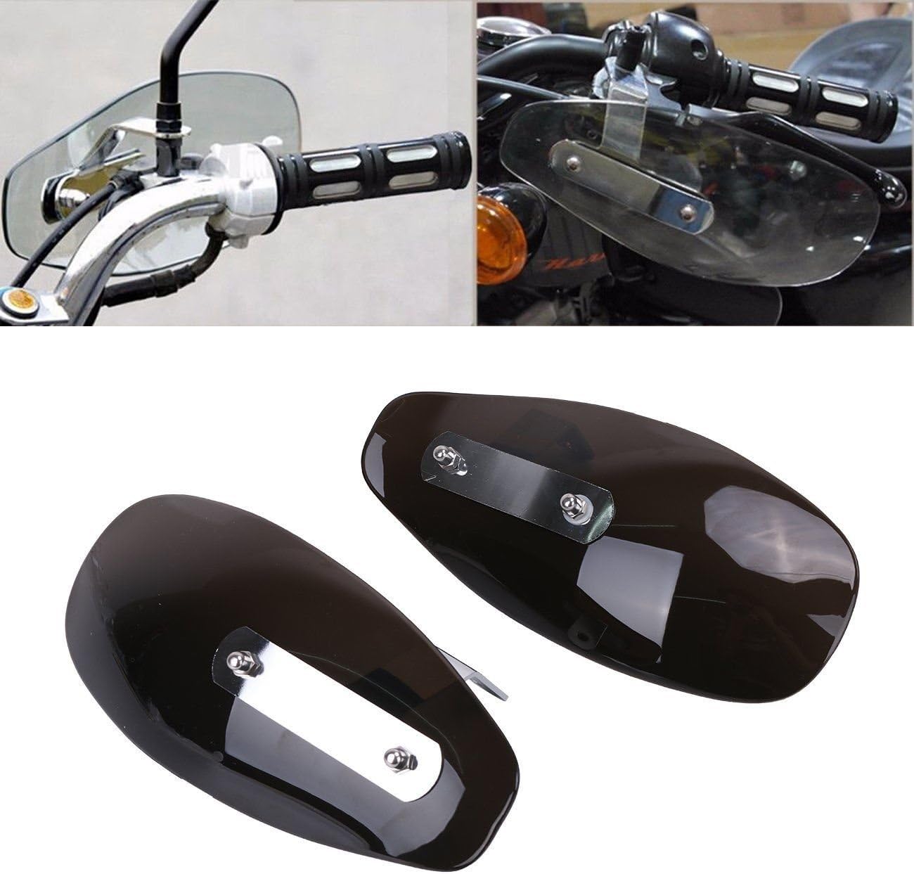 8mm/10mm Motorcycle Handbar Hand Guard Wind Protector Air Deflector Shield (Black)