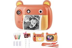 HYPERY Instant Print Camera for Kids - Updgrade Selfie Kids Camera with Zero Ink | Dual Lens | 1080P HD | 2.4 Inch | 1000 mAh | 3 Rolls Print Paper Camera for Girls Boys Age 3-12 Birthday