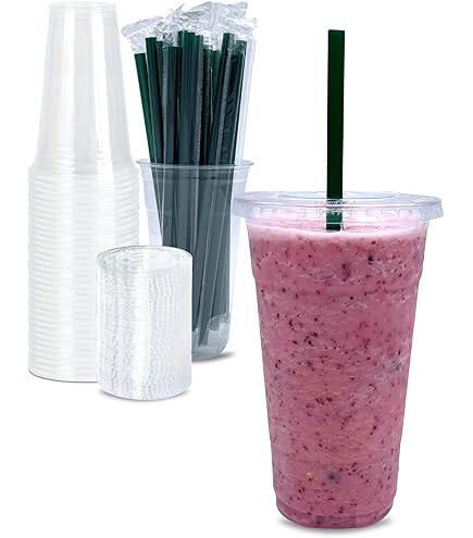 Amazon.com: Cappatua 24 oz Clear Plastic Cups with Lids and STRAWS,  Disposable Drinking Cups for Cold Drinks, Iced Coffee, Milkshakes,  Smoothies, 25 Sets : Health & Household