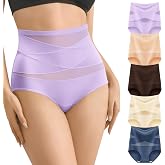 BOKIOW Women Tummy Control Underwear,High Waisted Shapewear Panties,Silky Soft Full Coverage Stretch Ladies Brief Multipack