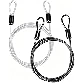 Azuneyeunt 2 Pack Outdoor & Travel Security Cable with Loops, 3.3 ft x 1/8 in (1m x 3mm) Braided Safety Wire, Flexible Steel Safety Cable with Double Loops for Luggage, Outdoor Gear and Gates