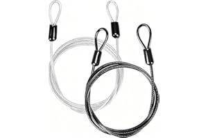 Azuneyeunt 2 Pack Outdoor & Travel Security Cable with Loops, 3.3 ft x 1/8 in (1m x 3mm) Braided Safety Wire, Flexible Steel Safety Cable with Double Loops for Luggage, Outdoor Gear and Gates
