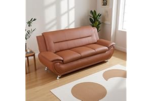 Anthato 3 Seater Sofa for Living Room Furniture Set, Leather Sofa Couch, Modern Sofa for Living Room, Bedroom, Apartment, Salon, Office (3 Seat Sofa, Orange)