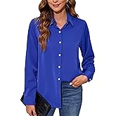 Stamain Dress Shirts for Women Long Sleeve Button Down Shirt Wrinkle Free Regular Fit Formal Work CollaGrey Blouses Tops