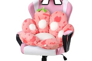 Ditucu Cat Paw Cushion Kawaii Strawberry Cow Chair Cushions 27.5 x 23.6 inch Cute Stuff Seat Pad Comfy Lazy Sofa Office Floor Pillow for Gaming Chairs Room Decor Pink