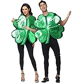 JUST FOR PARTY Adult St. Patrick’s Day Costume, Shiny Green Four Leaf Clover Costume for Women and Men, One Size