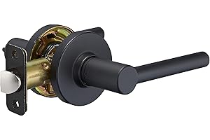 Amazon Basics Contemporary Madison Door Lever - Passage - Matte Black, 1-Pack