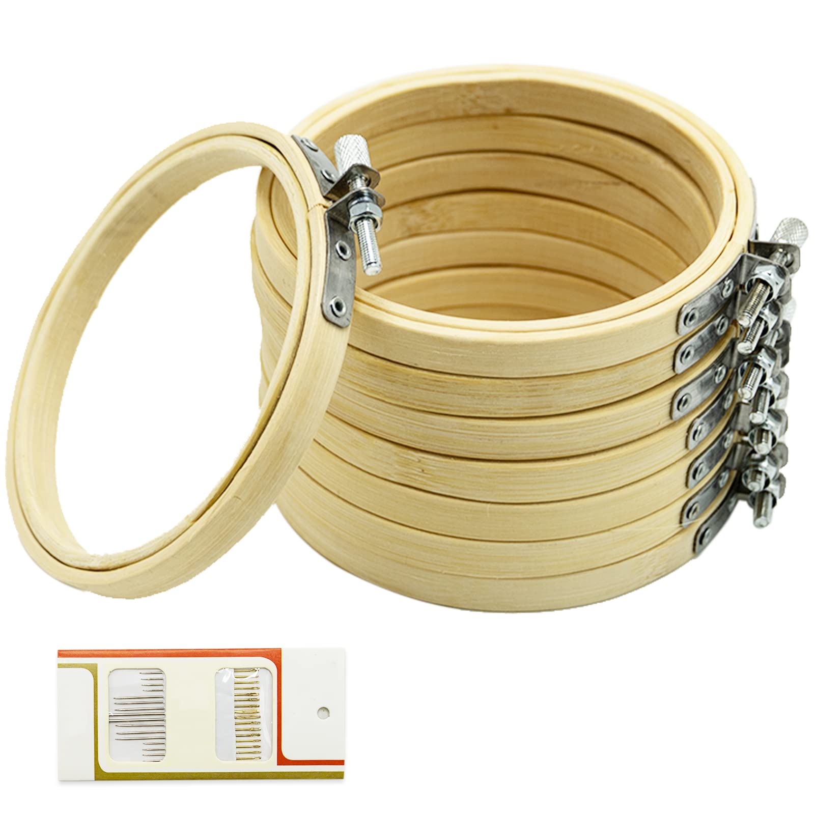 8 Pack 4 inch Mini Bamboo Circle,Embroidery Hoop Cross Stitch Hoop Ring for DIY Art Craft Handy Sewing — image 1