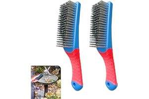 LONGTAKEOFF 2 Pcs Bird Bath Hard Wire Brushes，Iron Out Rust Stain Remover，Bathtub Cleaning Brush，Hummingbird Feeder Cleaning Brushes，Outdoors Fountain Cleaner Safe for Birds，Bird Cage，Concrete，Birdbaths，Bow