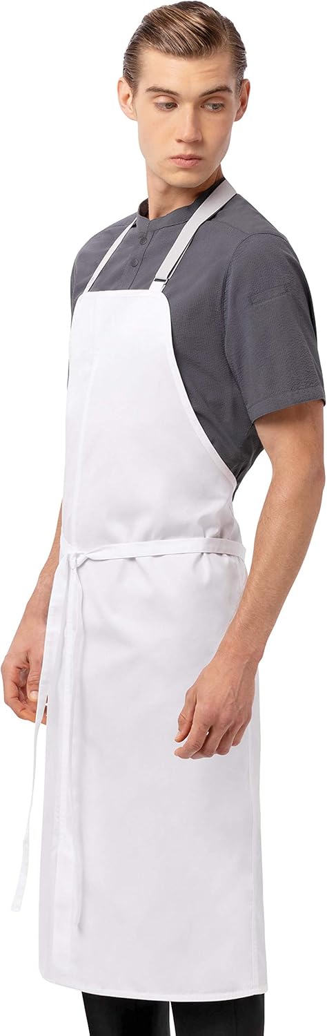 Chef Works Men's Brio Chef's Bib Apron, White, 40" L x 43" W: Clothing